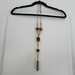 Chico's Long Necklace w/Leopard & Brown Details